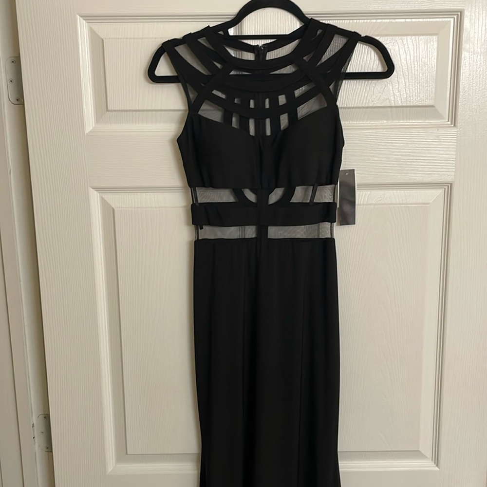 Black Formal Dress with Mesh Detailing